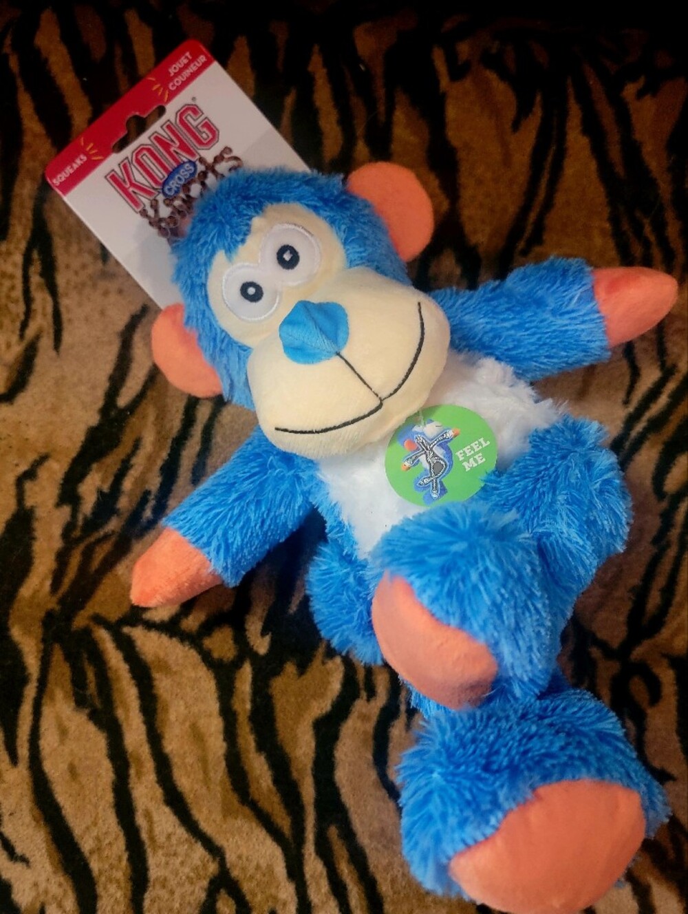 KONG Dog Monkey Cross Knots W Squeak And Rope Toy Blue & Orange Med Large
